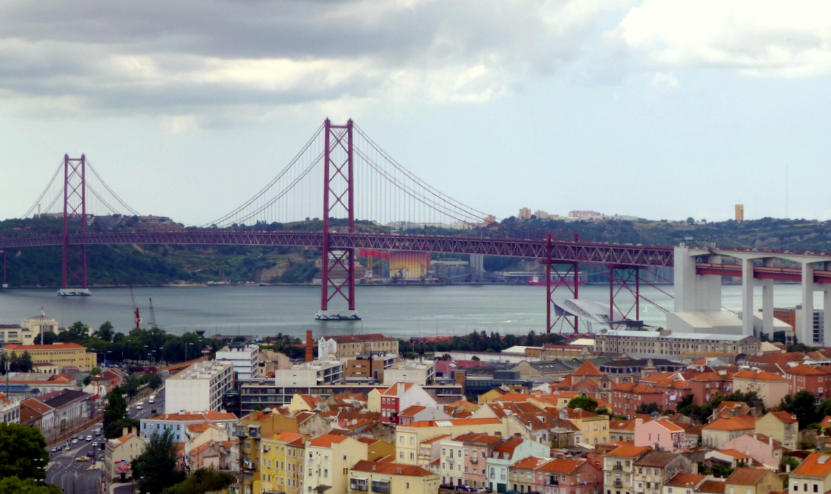 die imposante Brücke  Ponte 25 de April überspannt den Tejo